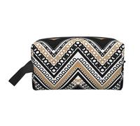 JBYJBX Black White Tan Zigzag Print Travel Storage Bag Capacity Zippered For Toiletries Cosmetics Daily Essentials, White, One Size, White, One Size
