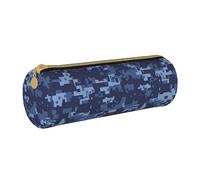 JBYJBX Blue Camouflage Pattern Print Leather Pencil Case Pouch - Slim & Cute Pencil Cases For Adults, Men And Women