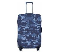 JBYJBX Blue Camouflage Pattern Print Suitcase Cover Luggage Protector Washable Elastic Fashionable Travel Gear Cover, Black, Medium