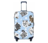 JBYJBX Blue Chinchillas And Moon Print Suitcase Cover Luggage Protector Washable Elastic Fashionable Travel Gear Cover, Black, Large