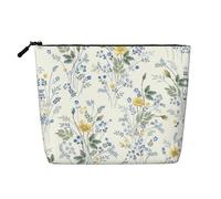 JBYJBX Blue Flower Floral Pattern Roses Print Makeup Bag Waterproof Travel Cosmetic Tote Zippered Pouch For Women Toiletry Bag, Black, One Size