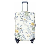 JBYJBX Blue Flower Floral Pattern Roses Print Suitcase Cover Luggage Protector Washable Elastic Fashionable Travel Gear Cover, Black, Small