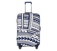 JBYJBX Blue Polynesian Maori Tribal Pattern Print Suitcase Cover Luggage Protector Washable Elastic Fashionable Travel Gear Cover, Black, Medium