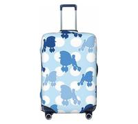 JBYJBX Blue Poodle Polka Dot Print Suitcase Cover Luggage Protector Washable Elastic Fashionable Travel Gear Cover, Black, X-Large