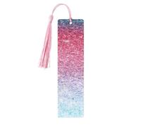 Jbyjbx Blue Red and Purple Pastel Colors Print Wooden Bookmark Set â€“ Dual-Sided Full Print Colorful Tassels Birthday Parties Decor