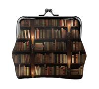 Jbyjbx Book Room Library Print Compact Coin Purse Cute Small Zipper Wallet With Kiss Lock For Daily Use And Gifts