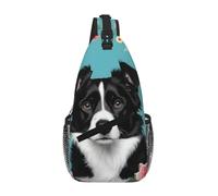 JBYJBX Border Collie Florals Print Unisex Cross Chest Bag Diagonal Sling Backpack Capacity For Travel Hiking Daily Use