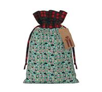 JBYJBX Border Collie Florals Printing Christmas Drawstring Gift Bag For Xmas Wrapping Festive Packaging Party Favors