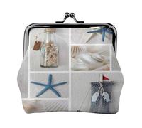 Jbyjbx Bottle Seashell Starfish Lighthouse Print Compact Coin Purse Cute Small Zipper Wallet With Kiss Lock For Daily Use And Gifts