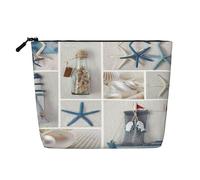 JBYJBX Bottle Seashell Starfish Lighthouse Print Makeup Bag Waterproof Travel Cosmetic Tote Zippered Pouch For Women Toiletry Bag, Black, One Size, Black, One Size