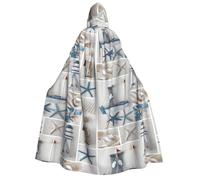 JBYJBX Bottle Seashell Starfish Lighthouse Print Men Women Hooded Cloak Cosplay Carnival Costume Party Masquerade Indoor Outdoor