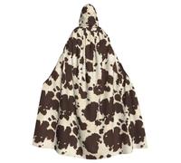 JBYJBX Brown Cow Spots Print Halloween Cosplay Medieval Festivals For Unisex Full Length Cloak With Hat Hooded