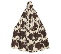 JBYJBX Brown Cow Spots Print Halloween Cosplay Medieval Festivals For Unisex Full Length Cloak With Hat Hooded