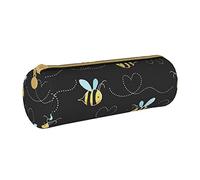 JBYJBX Bumble Bees Print Leather Pencil Case Pouch - Slim & Cute Pencil Cases For Adults, Men And Women