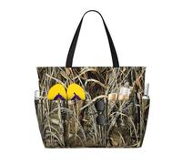 JBYJBX Camo Yellow & Green Print Beach Tote Large Capacity Travel Bag Waterproof Sandproof And Lightweight