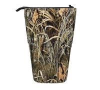 JBYJBX Camo Yellow & Green Print Pencil Case Multipurpose Telescopic Pencil Case Organizer, Stationery Storage Bag, Black, One Size