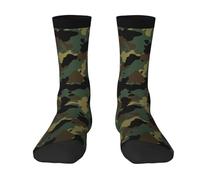 JBYJBX Camouflage Pattern Print Crew Socks Unisex Socks Tall,Thick Long Socks Everyday Contrasting Colored Socks, 2 Black-1, One Size
