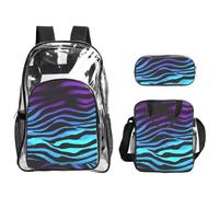 JBYJBX Camouflage Zebra Stripes Print Unisex Transparent Backpack Set For School Travel Outdoor 3-Piece Clear Lunch Bag