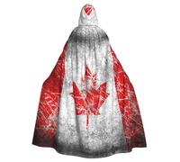 JBYJBX Canada Flag Print Halloween Cosplay Medieval Festivals For Unisex Full Length Cloak With Hat Hooded