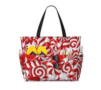 JBYJBX Candy Canes Print Beach Tote Large Capacity Travel Bag Waterproof Sandproof And Lightweight