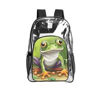 JBYJBX Cartoon frog Print Clear Backpack Large Capacity Travel Hiking Work See Through Bookbag with Pocket