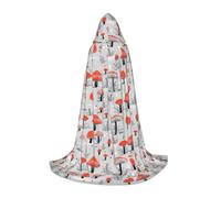 JBYJBX Cartoon Mushrooms Print Unisex Hooded Cloak Halloween Cosplay Costume Christmas Carnival Party Wear Cape