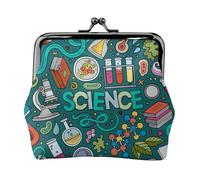 Jbyjbx Cartoon Science Theme Print Compact Coin Purse Cute Small Zipper Wallet With Kiss Lock For Daily Use And Gifts