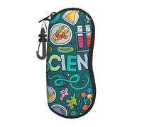 JBYJBX Cartoon Science Theme Print Glasses Case Lightweight Travel Eyeglass Sunglasses Cover, Zipper Eyeglasses Frame, Black, One size