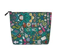 JBYJBX Cartoon Science Theme Print Makeup Bag Waterproof Travel Cosmetic Tote Zippered Pouch For Women Toiletry Bag, Black, One Size, Black, One Size