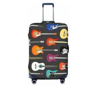 JBYJBX Color Acoustic And Guitars Print Suitcase Cover Luggage Protector Washable Elastic Fashionable Travel Gear Cover, Black, Medium