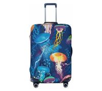 JBYJBX Colored Jellyfish Print Suitcase Cover Luggage Protector Washable Elastic Fashionable Travel Gear Cover, Black, Large