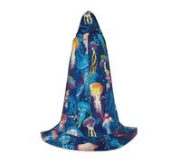 JBYJBX Colored Jellyfish Print Unisex Hooded Cloak Halloween Cosplay Costume Christmas Carnival Party Wear Cape