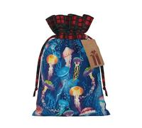JBYJBX Colored Jellyfish Printing Christmas Drawstring Gift Bag For Xmas Wrapping Festive Packaging Party Favors
