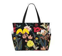 JBYJBX Colorful Boho Floral Print Beach Tote Large Capacity Travel Bag Waterproof Sandproof And Lightweight