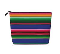 JBYJBX Colorful Mexican Stripes Print Makeup Bags Waterproof Travel Cosmetic Tote Zippered Pouch For Women Toiletry Bag, Black, One Size, Black, One Size