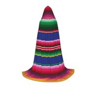 JBYJBX Colorful Mexican Stripes Print Unisex Hooded Cloak Halloween Cosplay Costume Christmas Carnival Party Wear Cape