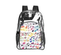 JBYJBX Colorful Music Notes Print Clear Backpack Large Capacity Travel Hiking Work See Through Bookbag with Pocket