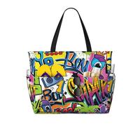 JBYJBX Colorful Pattern Print Beach Tote Large Capacity Travel Bag Waterproof Sandproof And Lightweight