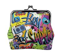 Jbyjbx Colorful Pattern Print Compact Coin Purse Cute Small Zipper Wallet With Kiss Lock For Daily Use And Gifts