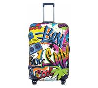 JBYJBX Colorful Pattern Print Suitcase Cover Luggage Protector Washable Elastic Fashionable Travel Gear Cover, Black, Medium