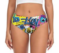JBYJBX Colorful Pattern Print Women'S Briefs Underwear Ladies Seamless Breathable Panties With Moisture-Wicking, Black, L
