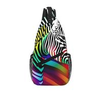 JBYJBX Colorful Rainbow Zebra Print Unisex Cross Chest Bag Diagonal Sling Backpack Capacity For Travel Hiking Daily Use