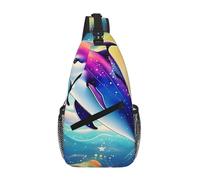 JBYJBX Colorful Starry Sky Ocean Dolphin Print Unisex Cross Chest Bag Diagonal Sling Backpack Capacity For Travel Hiking Daily Use