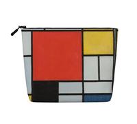 JBYJBX Composition In Red Yellow Blue And Black Print Makeup Bag Waterproof Travel Cosmetic Tote Zippered Pouch For Women Toiletry Bag, Black, One Size, Black, One Size