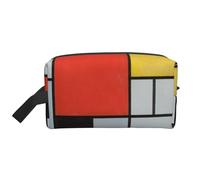 JBYJBX Composition In Red Yellow Blue And Black Printed Travel Storage Bag Capacity Zippered For Toiletries Cosmetics Daily Essentials, White, One, White, One Size