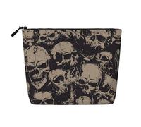 JBYJBX Cool Skull Graphics Print Makeup Bag Waterproof Travel Cosmetic Tote Zippered Pouch For Women Toiletry Bag, Black, One Size