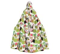 JBYJBX Corgi Hawaiian Tropical Summer Pineapple Print Halloween Cosplay Medieval Festivals For Unisex Full Length Cloak With Hat Hooded
