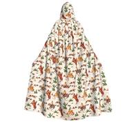 JBYJBX Cowboy Ride Horse Print Halloween Cosplay Medieval Festivals For Unisex Full Length Cloak With Hat Hooded