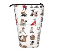 JBYJBX Cute Chihuahua Pug Pattern Print Pencil Case Multipurpose Telescopic Pencil Case Organizer, Stationery Storage Bag