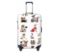 JBYJBX Cute Chihuahua Pug Pattern Print Suitcase Cover Luggage Protector Washable Elastic Fashionable Travel Gear Cover, Black, X-Large